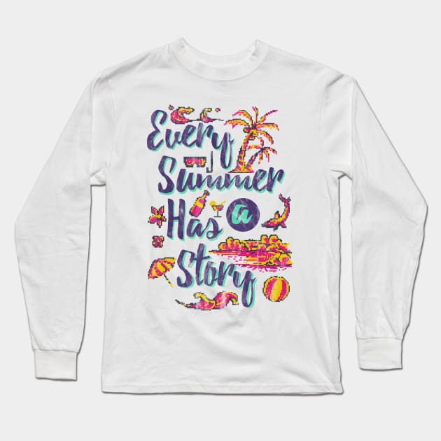 Summer Time Quote Retro Games 8 Bit 80's 90's Attire Long Sleeve T-Shirt by SpottydoggCreatives